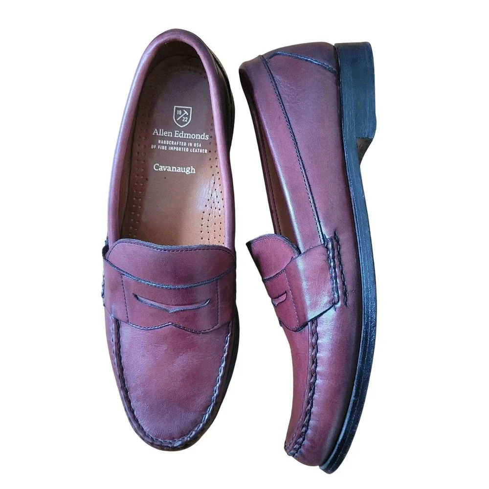 Allen Edmonds CAVANAUGH Oxblood Leather Pinch Penny Classic‎ Loafers 10B USA